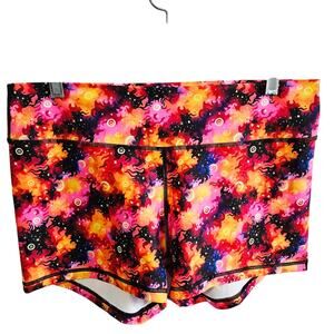 Peachy Women's XL Serenity Athletic Shortie Shorts Orange Red Celestial Galaxy
